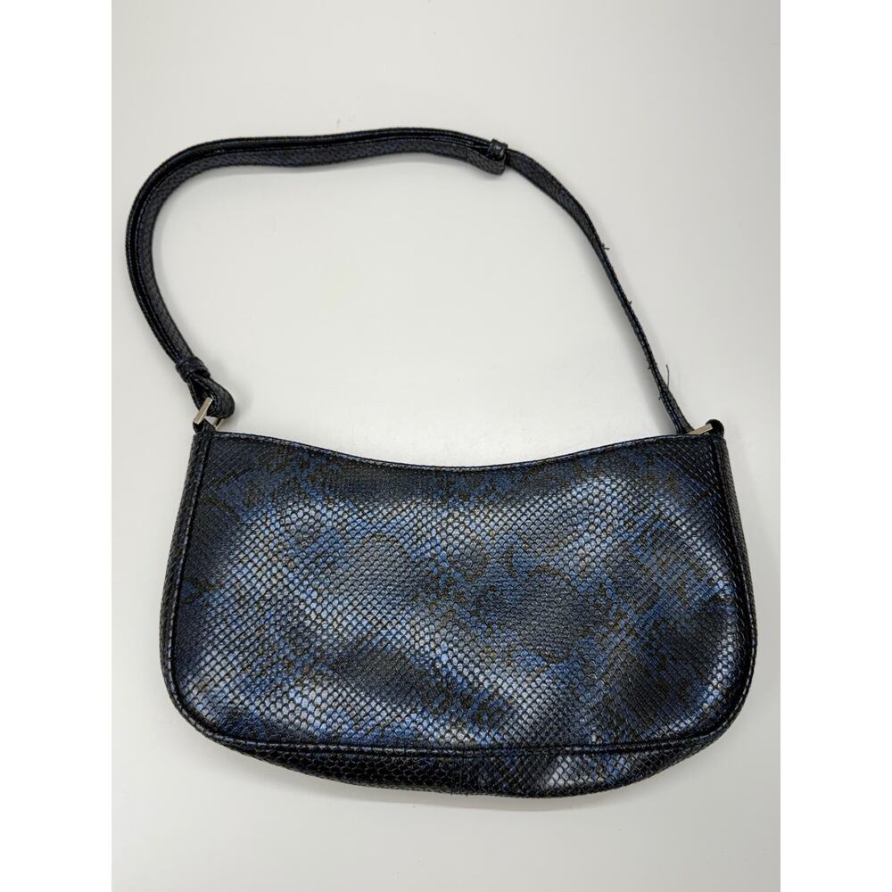 Express World Brand Womens Handbag Purse Blue Snakeskin Zip Shoulder Bag